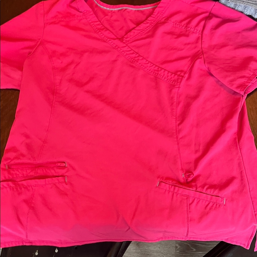 Scrubstar Neon Pink V-Neck Scrub Top